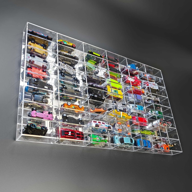 gablota z plexi na hot wheels 48 miejsc plecy lustro srebrne wypełniona z boku