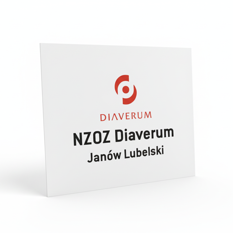 szyld reklamowy na wymiar z nadrukiem z własną grafiką nzoz